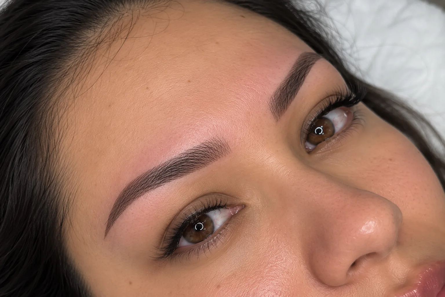 Brows after treatment at Nessy Studio